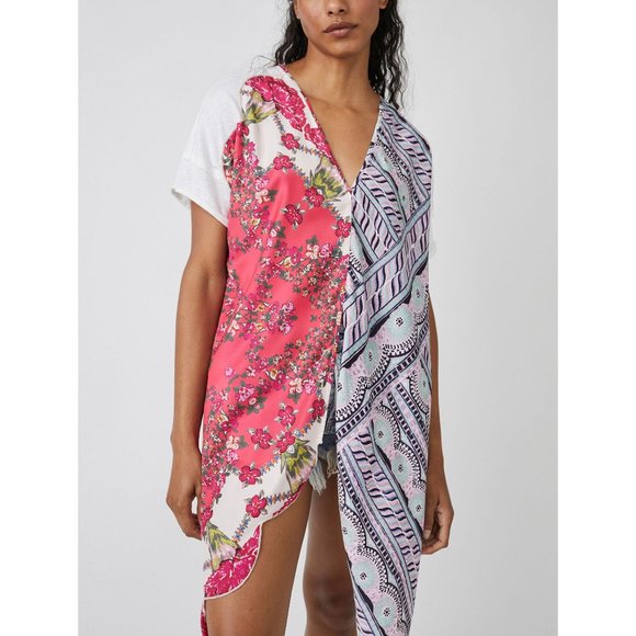 FREE PEOPLE Pick Your Scarf Maxi Tee / Pink Combo - Picture 2 of 6